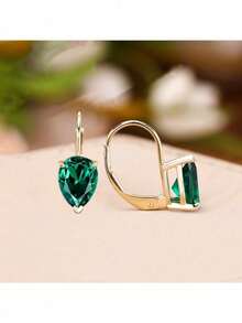 1 Pair Elegant Exquisite Women's Stud Earrings,Sparkling Water Drop Shape Design For Daily & Party Wear, Chic Jewelry Gift For Her, Casual Jewelry (No Box) - hoa tai - Xem 5