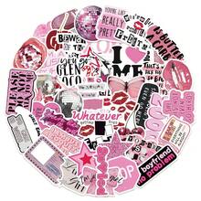 50张粉色Y2K风格贴纸，Y2K美学贴纸，Y2K礼物，复古贴纸，90年代贴纸，防水乙烯基贴纸，可用于信封、水瓶、电脑、笔记本电脑、手机、行李箱、笔记本、冰箱等。