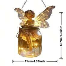 1 件波西米亚风格亚克力罐，带有仙女设计 - 富有想象力的梅森罐设计，非常适合情人节和复活节装饰，无需电池，是情侣、家居和花园装饰的完美礼物 - 彩色 - 查看 6