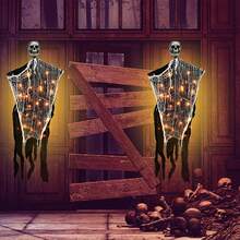 Halloween Scary Ghost Decoration Spooky Light Up Hanging Skeleton Party Props For Indoor Outdoor Haunted Houses - Orange - View 3