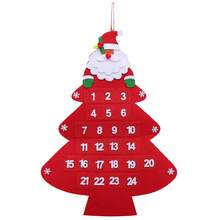 Calendario de Adviento de tela con árbol de Navidad, calendario de cuenta regresiva navideña de fieltro para colgar en la pared, regalo de Navidad y Año Nuevo, decoración para el hogar y fiestas