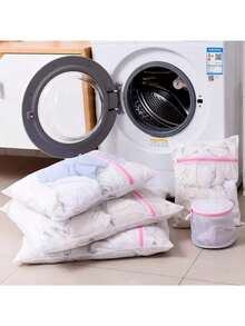 1/3/6pcs Nylon Mesh Laundry Bags For Delicate Clothing Protection, Garment Care Washing Net Bags, Fine Knit Fabric Wash Bags For Machine Washable Clothes, Minimalist Home Organization Storage Bags, Protective Net Mesh Bags For Spring Summer Delicate Garments, Clothing Protection Bags For Gentle Wash Care - Multicolor - View 2