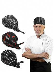 1pc Adjustable Tie Chef Hat - Breathable Cooking Kitchen Cap, Unisex, Suitable For Cooking Head Cover, Chef Hat, Head Scarf Cover, Ribbon Kitchen Catering Head Scarf Cap, Multifunctional