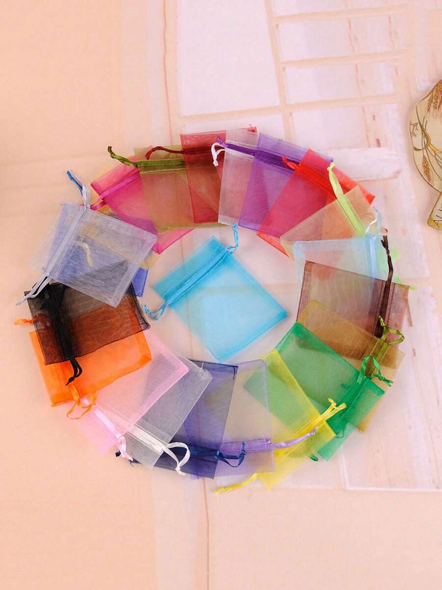 100/50/10/1件套，随机颜色珠宝收纳袋，返校季 - 彩色 - 查看 1