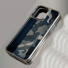 WeiMi 1pc New Business Style Camouflage Pattern Silver Electroplated Waterproof Shockproof Anti-Slip Phone Case Protective Cover Compatible With Apple Phones - Multicolor - View 5