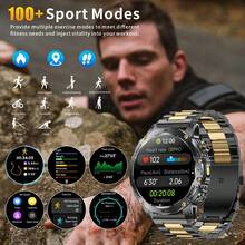 FFYTIEAZ 2026新款男士智能手表，1000mAh大容量电池，1.7英寸高清全触控屏，支持蓝牙通话、LED手电筒、100多种运动模式，IPX8级防水，适用于安卓和iOS系统，父亲节礼物之选。 - 彩色 - 查看 9