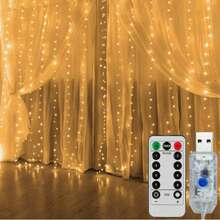 LED Garland Curtain Lights, 8 Modes, USB Powered With Remote Control, Fairy String Lights, Suitable For Wedding, Christmas And Holiday Home Decor - Multicolor - View 2