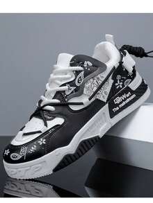 Men's Fashionable Thick-Sole Shoes, Color Block Design, Lace-Up Design, Anti-Slip And Wear-Resistant, Comfortable And Durable, Suitable For Outdoor, Campus Strolling, Street Running, Travel, All Seasons