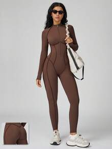 MASKERT Damen Yoga Bodysuit Sportbody mit abnehmbaren Brustpolstern, schnelltrocknend, hochelastisch, hautfreundlich und bequem