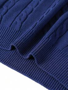 Men's Casual Solid Color Twist Flower Crew Neck Sweater, Versatile For Autumn/Winter - Royal Blue - View 7