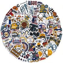 50 张美国劳动节贴纸乙烯基贴纸剪贴簿、日记本、笔记本电脑、保险杠、滑板、水瓶、电脑、手机、卡通、安全帽、汽车贴纸和贴花 - 彩色 - 查看 1