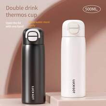 316 Stainless Steel Vacuum Bottle, 500 Ml/17 Oz Large Capacity, High Value And Simple Design, Large Capacity Dual Drink Design, Portable Straw Bounce Cup, Outdoor Daily Use, Hot Water Cup, Double-Layer Insulation, Ultra-Portable, Multi-Functional Design, Perfect For Travel, Home, Office, School, And Unique Birthday Gifts, Christmas Gifts, Halloween Gifts, Valentine's Day Gifts, Thanksgiving Gifts, New Year Gifts.Mother's Day,Mom,Mother's Day Gift,Flower,Jewelry,Mother's Day Decorations,Mother's Day Party Supplies,Women,Pink,Gift Set - 白卡色 - 查看 6