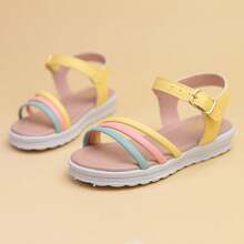 Children's Sandals For Girls, Women's Flats, Sizes 20 To 36, Colorful, Various Colors, Tip And Buckle, Casual, School - 黃色 - 查看 1