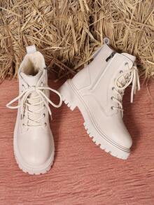 2026秋冬新款女鞋，保暖冬靴，时尚百搭休闲女鞋，真皮踝靴，黑白系带侧拉链短靴，平底女靴，女士踝靴和短靴，时尚女靴