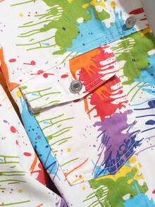 男士时尚涂鸦印花牛仔夹克，秋季 - 彩色 - 查看 4