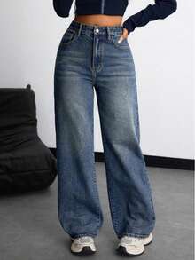 Straight-Leg Grey Denim Jeans For Teenagers - Medium Wash - View 4
