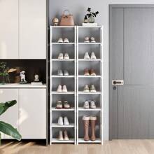 可调节 4/6/8 层金属鞋架 - 免工具组装节省空间的鞋子收纳架，适用于入口、宿舍和壁橱 | 坚固的多层运动鞋收纳架，适合男士/女士 | 白色/黑色纤薄现代设计 - 可容纳 12-24 双鞋子 | 防滑防锈 - 非常适合公寓和小空间！ - 彩色 - 查看 3