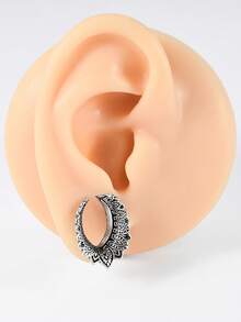 1个U型莲花耳扩，开放式纹理，肉色耳洞，耳扩，不锈钢材质，8mm-25mm - 如圖 - 查看 5