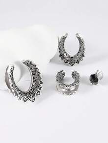 1个U型莲花耳扩，开放式纹理，肉色耳洞，耳扩，不锈钢材质，8mm-25mm - 如圖 - 查看 7