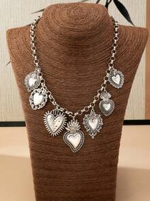 1 件女士时尚吊坠项链，哥特式风格多种吊坠设计，包括火焰和心形，适合日常佩戴，适合作为情人节礼物、妈妈、母亲、母亲节、礼物 - 愛心 - 查看 3