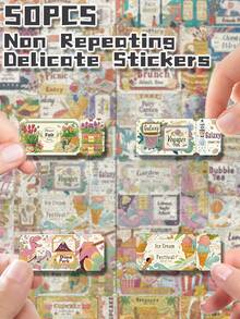 Bộ 50 miếng dán phẳng 2D theo chủ đề vé tưởng tượng bằng nhựa vinyl không lặp lại, trang trí tinh tế, có thể tháo rời, không để lại cặn, hoàn hảo cho quà tặng mùa tựu trường, phần thưởng lớp học, quà tặng Giáng sinh, quà tặng Halloween, quà tặng ngày lễ, trang trí tiệc tùng & nhà cửa, quà tặng sinh nhật, máy tính xách tay, hành lý ô tô, xe tay ga, sổ tay, cốc, máy tính bảng, sổ tay, bình nước, ốp điện thoại, in độ phân giải cao, màu sắc sống động, quà tặng thú vị cho học sinh, thanh thiếu niên, nhân viên văn phòng - mặc định - Xem 9