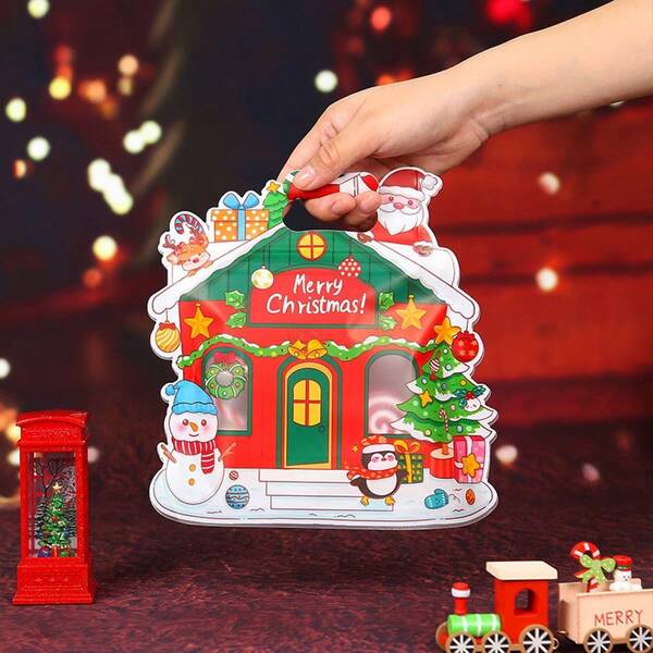 4 pezzi Scatole regalo a forma di mela caramellata, Buste per torte a forma di fiocco di neve, Scatole regalo verticali per caramelle e biscotti, Adatte per regali di Natale, matrimoni, feste, shopping e decorazioni natalizie per la casa