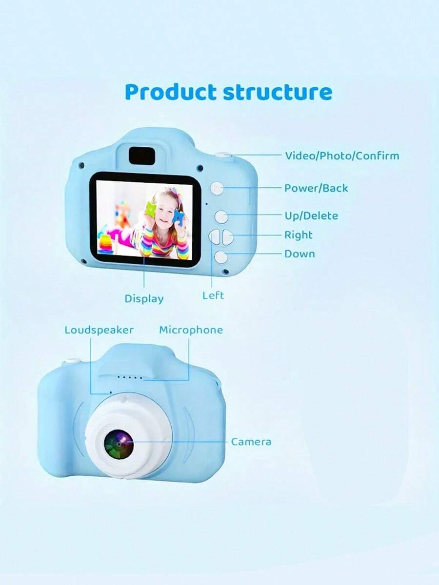 1pc Mini Digital Camera For Kids, 2" HD Screen, Supports Photo & Video Capture, Expandable Memory, Outdoor Play Record, Great Birthday Gift (Memory Card Not Included) - Multicolor - View 1