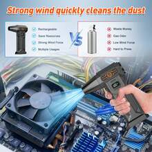 USB Rechargeable High-Power Car Cleaning Blower Fan, Outdoor Turbine Jet Fan, Can Blow Wind/Snow And Assist Outdoor Camping & Grilling, High-Speed Brushless Motor Leaf Blower, Comes With 2 Pcs 3000mAh High-Capacity Batteries, Suitable For Car Deicing, Cleaning Car Seats, Computer Keyboards, Window Gaps, Sofas And Carpets - Handheld Portable High-Speed Fan! - Portable High-speed Turbo Fan - View 3