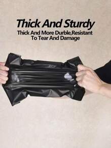 50 opakowań czarnych torebek wysyłkowych z polietylenu – super wytrzymały materiał polietylenowy, samoprzylepny, wodoodporny, z krawędziami, bardzo duży rozmiar do pakowania hurtowego na powrót do szkoły