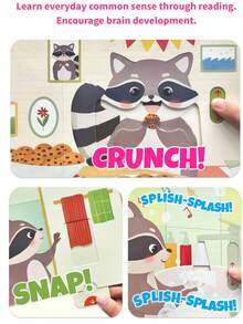 beartale Interactive Flip-Up Story Book, Animal Daily Activities Picture Book (Rooster Waking Up, Kitten Washing Face, Hippo Brushing Teeth, Bear Tidying Room), Suitable For 3-6 Years Old Children, Montessori Quiet Travel Toy, Pre-School Enlightenment And Bedtime Reading - Multicolor - View 11