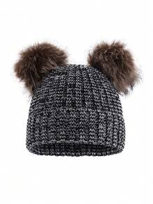 1 件男女通用儿童双绒球针织帽，秋冬款 - 1PC - 查看 24