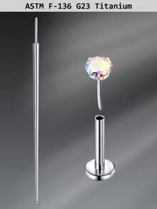 CIZME 1 Set Fashionable Titanium Alloy Threadless Nose Stud CZ Nose Ring, Flat Back Stud Earrings, CZ Nose Bone, Nose Wing, Cartilage Earrings, 20G 18G 16G Cubic Zirconia Lip Ring, Medusa Lip Ring, Threadless Lip Stud, Piercing Taper, Suitable For Daily Wear - Lip Studs - View 24