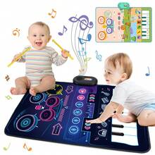 Farbenfrohe 2-in-1 Klavier & Schlagzeug Spielmatte für Kinder - interaktives Musikspielzeug mit Musiknoten Spiel, ideales Geschenk für Jungen & Mädchen