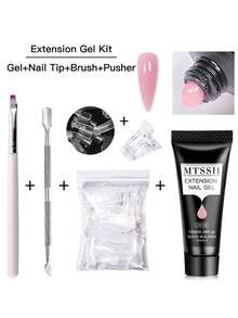 5入組聚合物指甲延伸凝膠套裝,浸泡式uv Led 10ml亞克力水晶白色透明裸粉凝膠指甲油,uv建構凝膠 - 藕粉色 - 查看 2