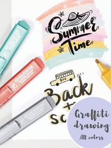 8 Colores Resaltador Metálico Brillante, Bolígrafo con Punta Angulada para Dibujar, Marcador a Base de Agua para Dibujar, Garabatear, Diarios, Marcar Llaves - resaltador metálico - Ver 7