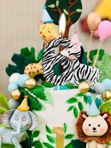 斑马纹图案编号 0-9 生日周年派对蛋糕装饰蜡烛 - 彩色 - 查看 4