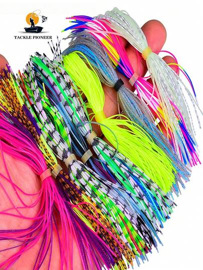 TACKLEPIONEER Random 30 Bunches (1 Bunch Of 50 Pieces) Multi-Color Silicone Skirt Beard Guy Binding Material, Color Lure, Silicone Silk, Thunderfrog Tail, Aquatic Silicone Skirt.