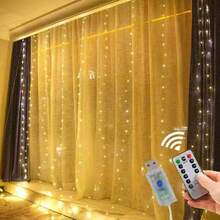 LED Garland Curtain Lights, 8 Modes, USB Powered With Remote Control, Fairy String Lights, Suitable For Wedding, Christmas And Holiday Home Decor - Multicolor - View 3
