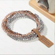 Vintage Style 4PCS Colorful Glass Bracelet Set Boho Retro Jewelry Gift For Friends - 灰色 - 查看 1