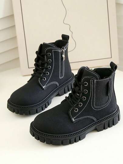 Fashionable New Kids Boots, Boys' Boots, Girls' Casual Boots, Black Mid-Calf Boots For Autumn/Winter