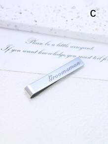 1 件不锈钢领带夹，男士珠宝，结婚礼物，配饰 - 銀色 - 查看 8