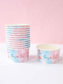 10pcs 8oz Blue & Pink Bear Gender Reveal Party Disposable Paper Bowls, Blue & Pink Balloon Bear Design, Suitable For Baby Shower Theme Table Decor Paper Food Containers, Gender Reveal Party Table Decor Paper Tableware, Newborn Party Disposable Decor Food Containers, Decorative Paper Bowls, Party Table Centerpiece Decor, Baby Shower Gifts, Baby Party Decor, Gender Reveal Party Decor, Birthday Gifts - Blue and Pink Gender Reveal - View 5