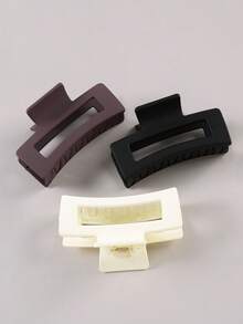 4/3/1件纯色复古简约风格塑料大号发夹，女士适用。简约时尚百搭的发饰，提升您的日常造型，适合日常使用、户外、淋浴、清洁、化妆、发型设计和服装搭配，优雅时尚的女士大号发夹装饰头饰。发夹发夹发夹发夹秋冬爪夹发饰，适合女士度假装扮 - 彩色 - 查看 2