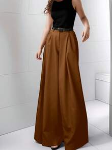 Straight Leg Suit Pants - 可可 - 查看 1