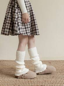 1 Pair/4 Pairs Kids Thick Fleece Leg Warmers, Warm Leg Warmers, Versatile Knee High Leg Warmers For Autumn/Winter - Multicolor - View 6