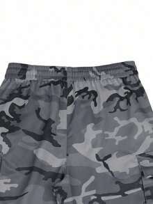 1 件青少年男童休闲工装迷彩锥形裤，街头潮流朋克摇滚学院日常外出派对音乐节，适合春夏季 - 灰色 - 查看 4