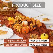 12pcs Soft Cheesecloth Balinese Table Runners, 6 Feet Long Tulle Fabric, Suitable For Bohemian Style Wedding Party, Bridal Shower, Home Decor, Baptism And Christmas Table Decoration. - 橘紅色 - 查看 4