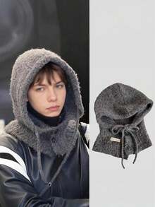 1 件男士秋冬拉法帽，时尚针织帽，带护耳功能，多功能无遮阳帽