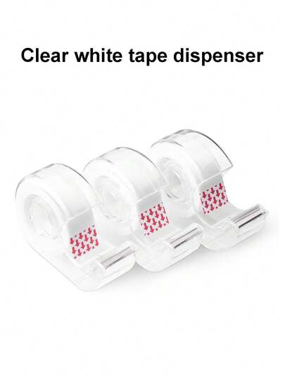 5 paquetes de cinta blanca transparente, 1.8 cm x 20 m (ancho x largo), adecuada para uso en oficina y manualidades, cinta blanca transparente, cinta adhesiva multiusos para sellado, viene con un dispensador de cinta para un uso fácil