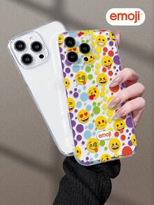 Emoji 1 Stück farbenfrohe lächelnde Gesichts-Muster Handyhülle, modischer minimalistischer transparenter Handycover mit vollständigem Linsenschutz, kompatibel mit iPhone 16/15/14/13/12/11 Pro Max/X/XS/XS MAX/7/8/PLUS und Serie, tolles Geschenk für Kollegen, Freunde, Familie, Paare, Geburtstage, Feiertage